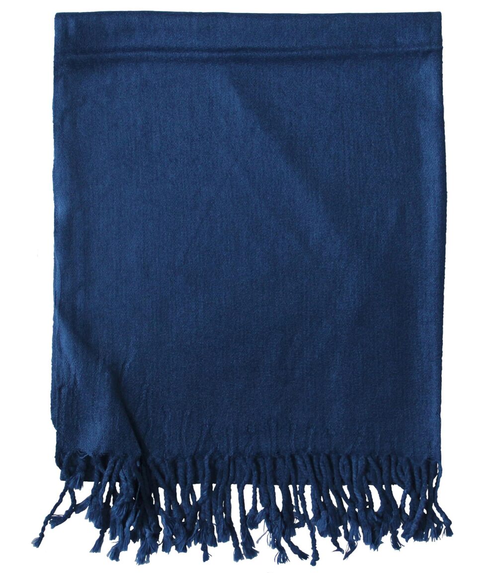 6601 Pashmina Scarf Beautiful Solid Colors - Navy Blue